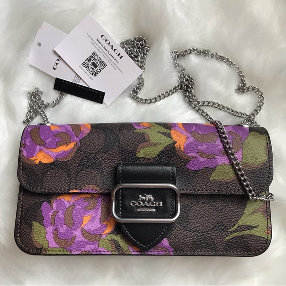 🌺 Coach Morgan Crossbody In Signature Canvas With Rose Print - Picture 1 of 12